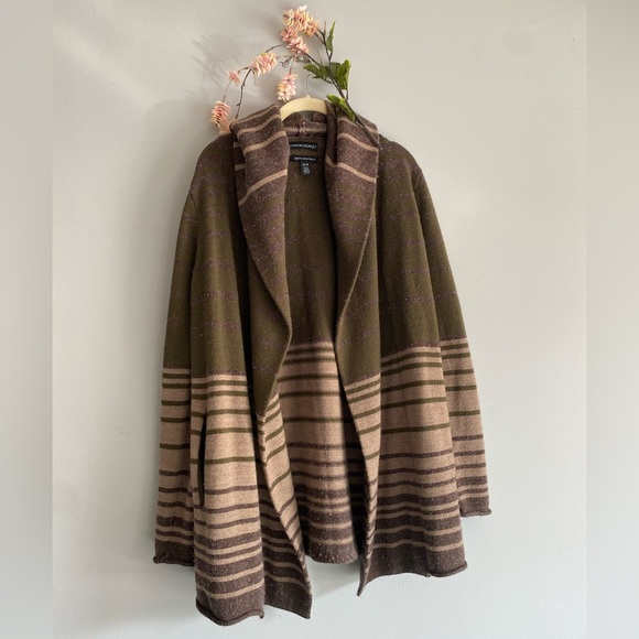 Cynthia Rowley | Merino Wool Sweater | Stripes | Earth tone | Green sweater - Picture 4 of 9